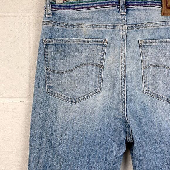 Vintage Lee women’s button fly rainbow stitch light wash bootcut jean size 8 - Picture 5 of 7